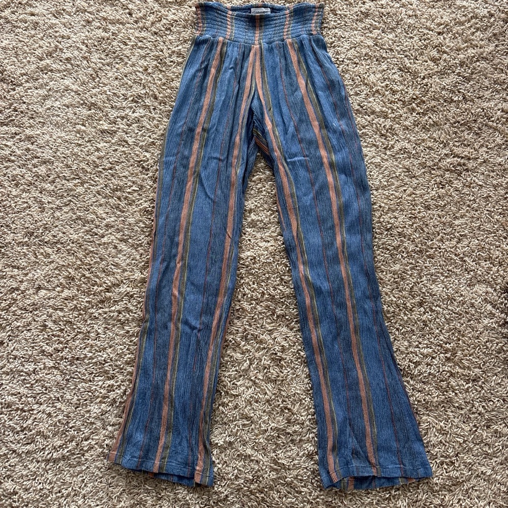 O'Neill Blue and Brown Striped Flare Pants